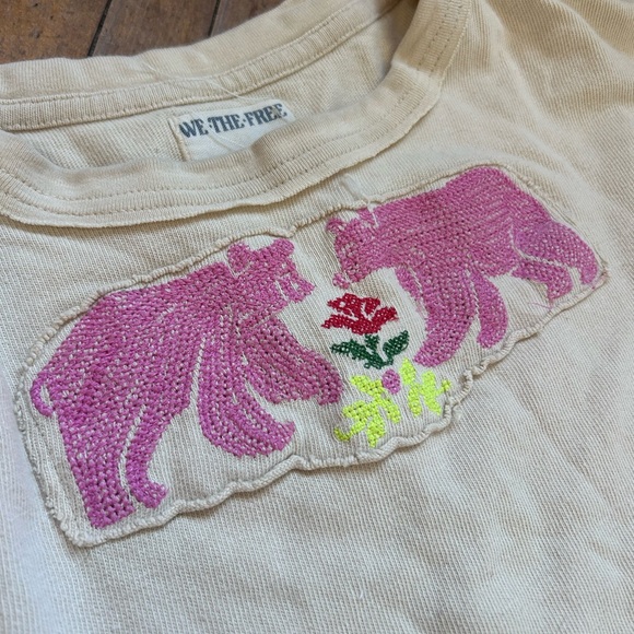 Free People We the Free All My Heart Embroidered Tee T-Shirt Size Small - Picture 3 of 7